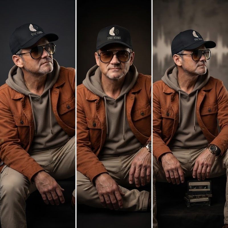 Three studio portraits of Stale Jan